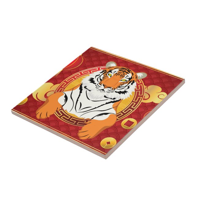 Chinesisches Neujahrsdesign mit Tiger Fliese (Seite)