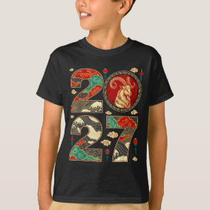Chinesisches Neujahrsfest 2027 Jahr des Ziege Fest T-Shirt
