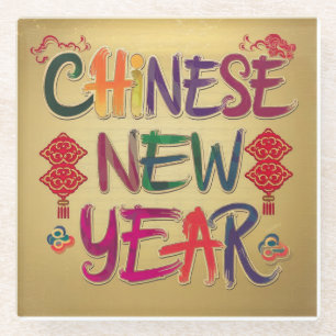 Chinesisches Neujahrsfest Änderung Glasuntersetzer