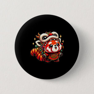 Chinesisches Neujahrsfest Roter Panda-Drachen-Tanz Button