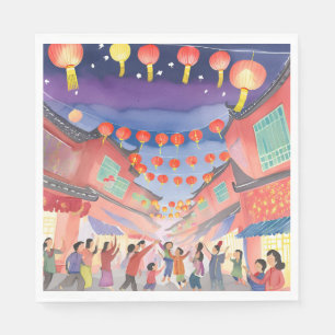 Chinesisches Neujahrsfest   Wasserfarbenfeier Serviette