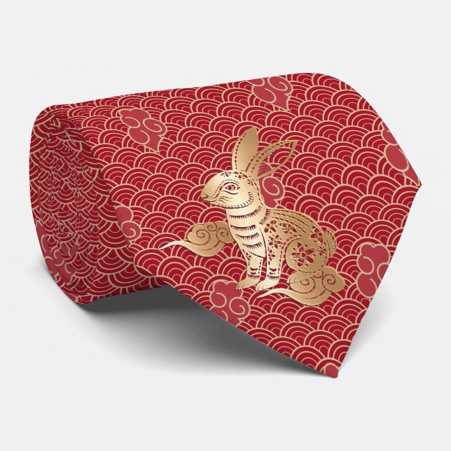 Chinesisches Neujahrshändchen 2023 - Roter Goldene Krawatte (Gerollt)