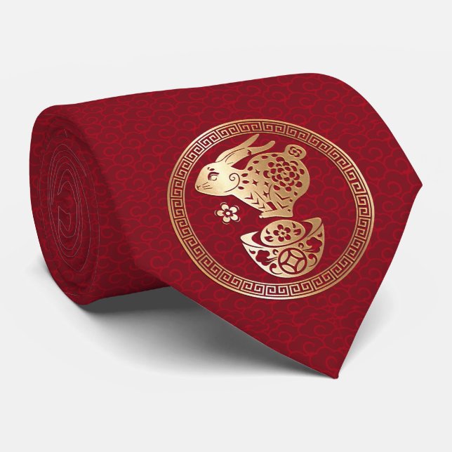 Chinesisches Neujahrshändchen 2023 - Roter Goldene Krawatte (Gerollt)