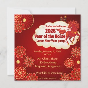 Chinesisches Neujahrsjahr des Pferdes Einladung