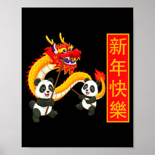 Chinesisches Neujahrsjahr des Pferdes Roter Panda Poster