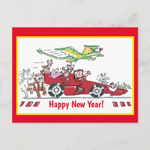 Chinesisches Neujahrsjahr des Tigers-Rennwagen Postkarte