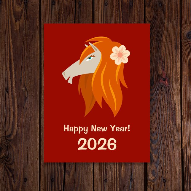 Chinesisches Neujahrspferd 2026 Zodiac Postkarte (Von Creator hochgeladen)