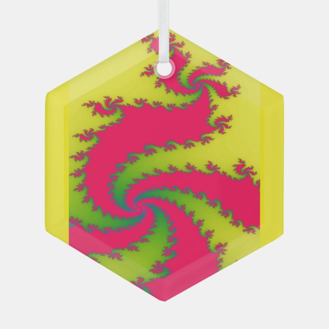 Chinesisches New Year Dragon Fraktal Ornament Aus Glas (Vorderseite)
