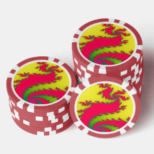 Chinesisches New Year Dragon Fraktal Pokerchips