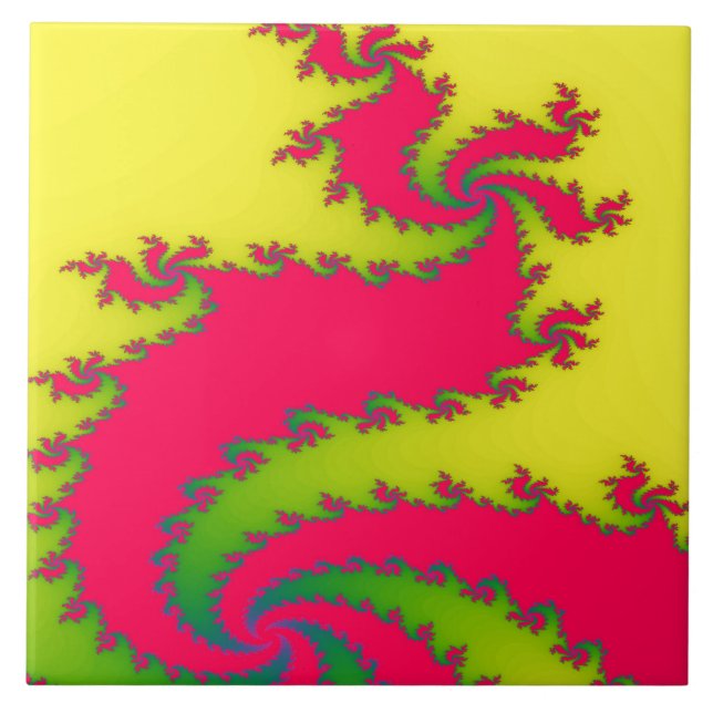 Chinesisches New Year Dragon Fraktal Tile Fliese (Vorderseite)