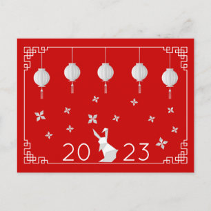 Chinesisches New Year Origami Rabbit Postcard Postkarte