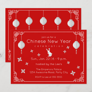 Chinesisches New Year Origami Rabbit, rote Einladu Einladung