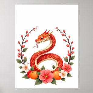 Chinesisches niedliches Lachen, Schlangenschlange Poster