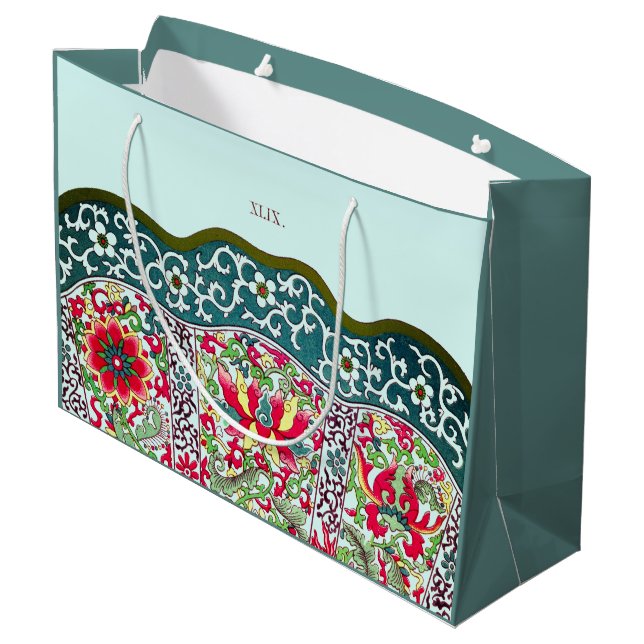 CHINESISCHES PATTERN CUSTOM GIFT BAG GROßE GESCHENKTÜTE (Rückseite Schrägansicht)