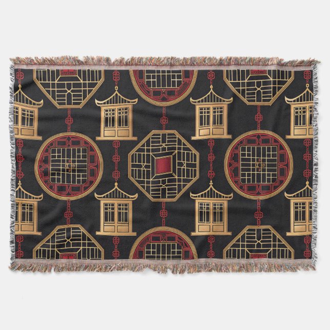 Chinesisches Pavillon-Gittermuster Decke (Vorderseite)