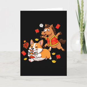 Chinesisches Pferd Corgi Lustige Kinder Männer Fra Karte