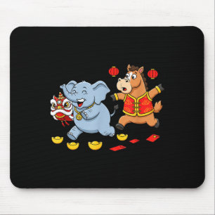 Chinesisches Pferd Elefant Lustige Kinder Männer F Mousepad