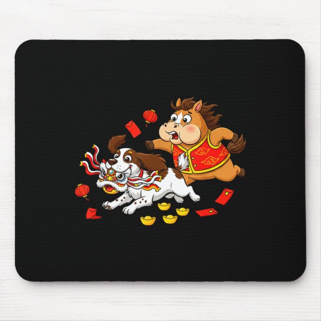 Chinesisches Pferd Englisch Springer Spaniel Lusti Mousepad (Vorne)