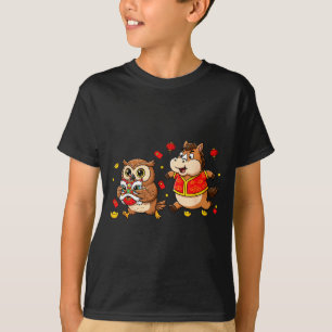 Chinesisches Pferd Eule Lustig Kinder Männer Fraue T-Shirt