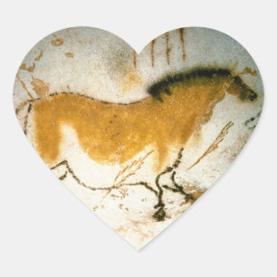 Chinesisches Pferd,Lascaux prähistorische Höhlenma Herz-Aufkleber