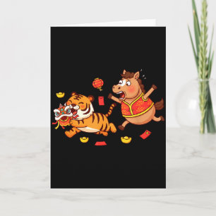 Chinesisches Pferd Lustiger Tiger Kinder Männer Fr Karte