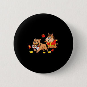 Chinesisches Pferd Pitbull Lustige Kinder Männer F Button