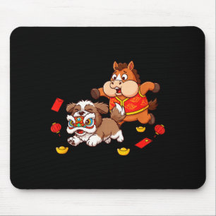 Chinesisches Pferd Shih Tzu Lustige Kinder Männer Mousepad