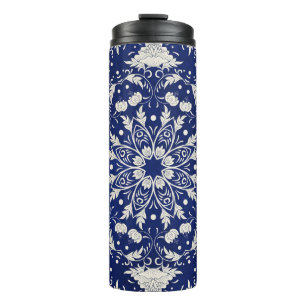 Chinesisches Porzellan: Blauer Wasserfarbenflor Thermosbecher