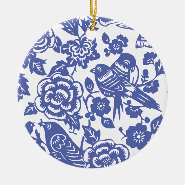 Chinesisches Porzellanmuster II Keramik Ornament (Vorne)