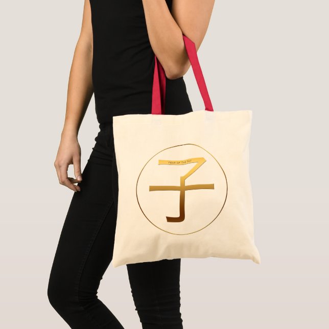 Chinesisches Rattenjahr Gold Ideogram Zodiac Birth Tragetasche (Vorderseite (Produkt))
