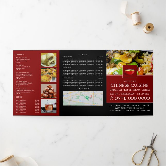 Chinesisches Restaurant Menü Tri-Fold Flyer (Außenbereich)