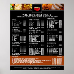 Chinesisches Restaurantmenü Poster