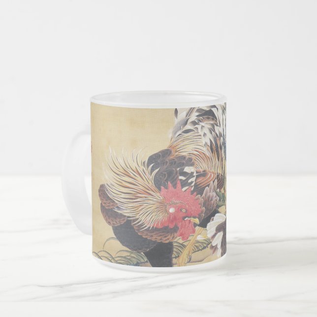 Chinesisches Rooster Neujahr 2017 Japanisches Kuns Mattglastasse (Vorderseite Links)