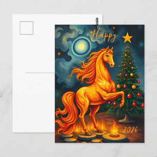 Chinesisches Rotes Feuerpferd - Neues Jahr 2026 Postkarte