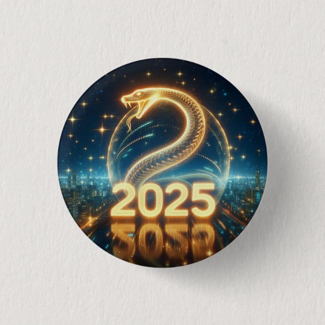 Chinesisches Schlangenholz Jahr Button (Vorderseite)