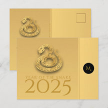 Chinesisches Schlangenjahr 2025 Elegante Monogramm