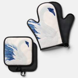 Chinesisches Schwan-Flügel-Muster (Personalisieren Ofenhandschuh & Topflappen-Set