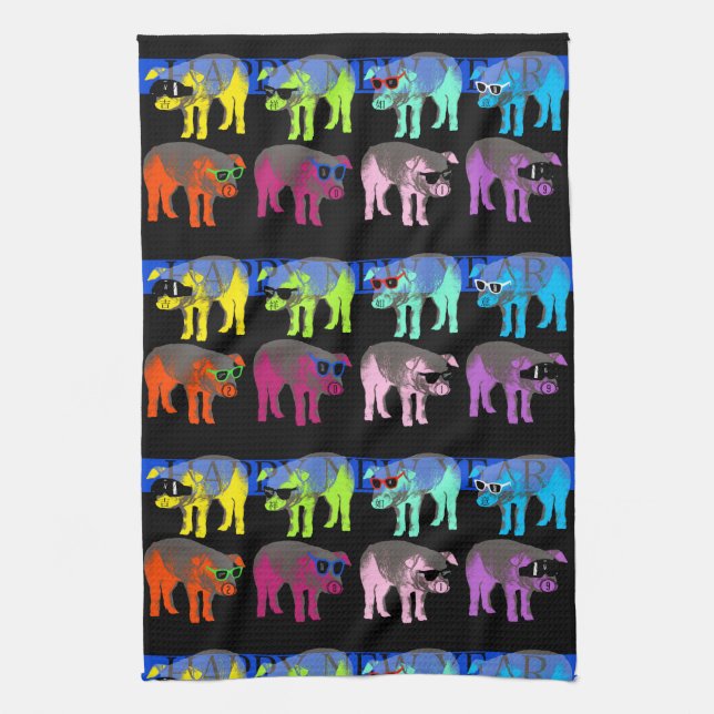 Chinesisches Schweinefleisch Neujahr 2019 Pop V Kü Geschirrtuch (Vertikal)