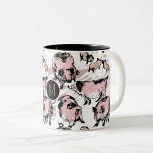 Chinesisches Schweinejahr 2019 Original Monogramm- Zweifarbige Tasse