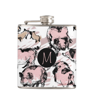 Chinesisches Schweinejahr 2019 Originale Monogramm Flachmann