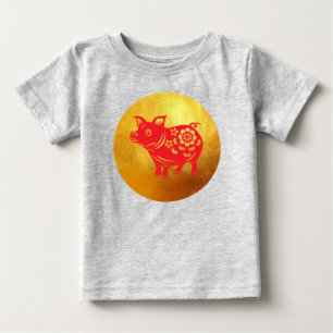 Chinesisches Schweinejahr 2019 Papercut Red Baby T Baby T-shirt