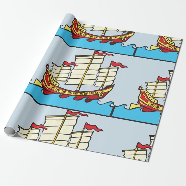 Chinesisches Segelschiff-Packpapier Geschenkpapier (Ungerollt)