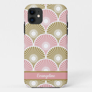 Chinesisches Semi-Wellenmuster in Rosa und Messing Case-Mate iPhone Hülle