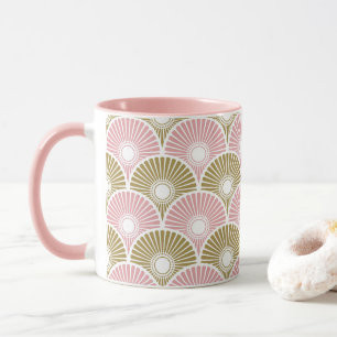 Chinesisches Semi-Wellenmuster in Rosa und Messing Tasse