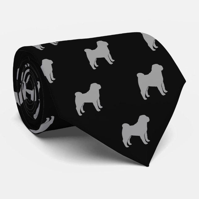 Chinesisches Shar Pei Hund-Silhouette-Muster Krawatte (Gerollt)