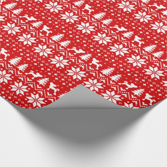 Chinesisches Silhouette-Weihnachtsmuster-Rot mit Geschenkpapier (Ecke)