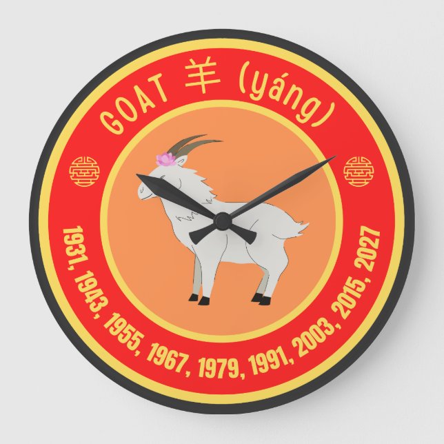 Chinesisches Sternzeichen Große Wanduhr (Vorderseite)