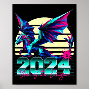 Chinesisches Sternzeichen Jahr des Drachen Polygon Poster