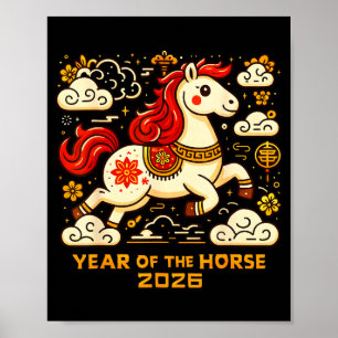 Chinesisches Sternzeichen Pferd 2026 Lunar Neujahr Poster