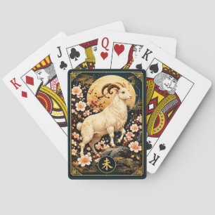Chinesisches Sternzeichen Ziege mit goldenen Mond Spielkarten